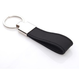 Festland DESIGN® Leather Keyring with Key Ring Gift for Women or Gift for Men – Car Accessories – Colour Black, Black - black stitching