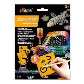 Scratch Book with Stencils - Transport Theme, A Combination of Scratch Art and Stencils for Children Ages 3+, Arts and Crafts for Children, Orange