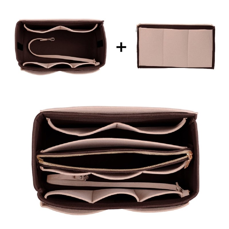 ZTUJO Purse Organizer Insert, Felt Bag Organizer with Metal Zipper,