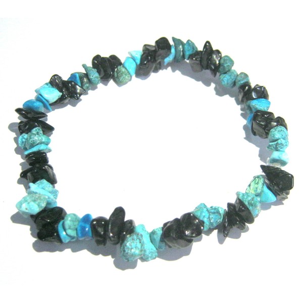 crystalmiracle Protective Black Tourmaline Turquoise Stretch Bracelet Crystal Healing Gift Fashion Jewelry Meditation