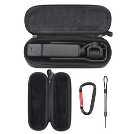 UKATOF Wear-resistant Shockproof Waterproof Handy Case for DJI Pocket 3 Storage Case Protective Case with Climbing Buckle & Wrist Rope, Black, Modern