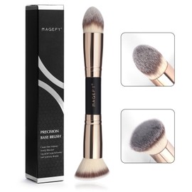 MAGEFY Foundation Makeup Brush, Double-Ended Makeup Brush Premium (Angled/Tapered Top) for Buffing Highlighting Liquid, Cream, Powder, Blending Contour Face Brush