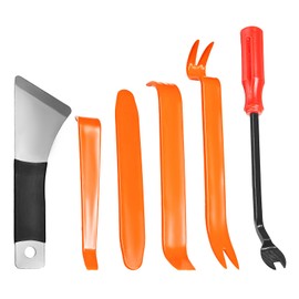 BWBWND 6PCS Auto Trim Removal Tool Set, No-Scratch Plastic Car Body Fastener Remover with Metal Pry Board, Universal Vehicle Trim Remover Pry Bar for Door Panel Dashboard Clip