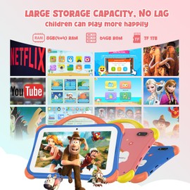 CWOWDEFU 2025 Kids Tablet,8GB+64GB,1TB ExpandAndroid 14 Tablet for Kids 7 inch Pro,Toddler Learning Tablet with Case,4000mAh/Parental Control/Dual Camera,FM/GPS/OTG/Great Gift for Children(Pink)