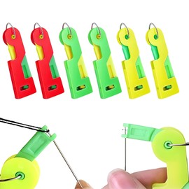 Bipl Pack of 6 Needle Threader, Plastic Sewing Needles Threader, Threading Aid for Sewing Needles, Automatic Threader Needle Threading Tool for Hand Sewing, Threading Aid Sewing Machine Accessories