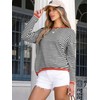 ANRABESS Womens Striped Sweaters Long Sleeve Top Crewneck Color Block