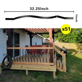 Akenow 51 Pack 32.25 x1 Deck Balusters, Metal Deck Spindles with Screws, Iron Balusters for Deck Railing, Heavy Duty Staircase Balusters, Porch Railing, Wave Arc Baluster for Wood Composite Deck