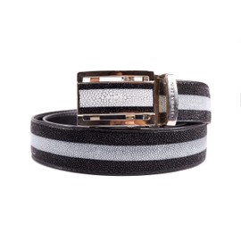 Pelgio Genuine Stingray Shagreen Skin Leather Long Strip Men's Belt 46" Black (Black)