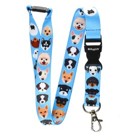 ROLSELEY Lanyard Neck Strap 20 DOGS/PUPPIES Pattern With Metal Lobster Claw Clip And Safety Breakaway for ID and Passes for Everyday Use at Office, School, Events