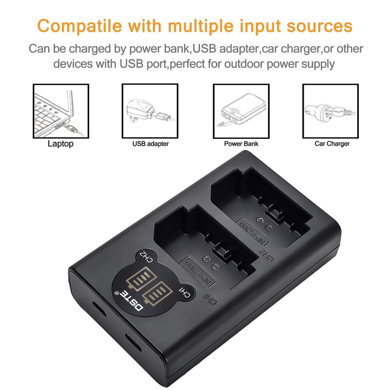 DSTE NP-FZ100 Battery Charger, Dual LCD Charger Compatible with Sony