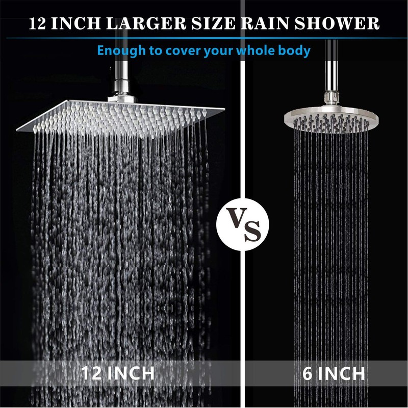 Voolan Rain Shower Head with Goose Neck Curve Arm, All