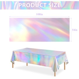 Andiker Plastic Tablecloths for Parties, Disposable, Glossy, Waterproof and Lightweight Clean Plastic Rectangle Tablecloth for Gathering, Birthday, Party, Wedding, Iridescent Party Decorations