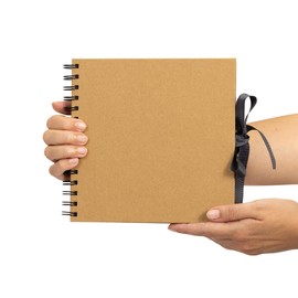 Scrapbook Spiral Bound Photo Album for Wedding Couple Travel Memory Book with 40 Pages - Medium, 8 x 8 Inch (Kraft)