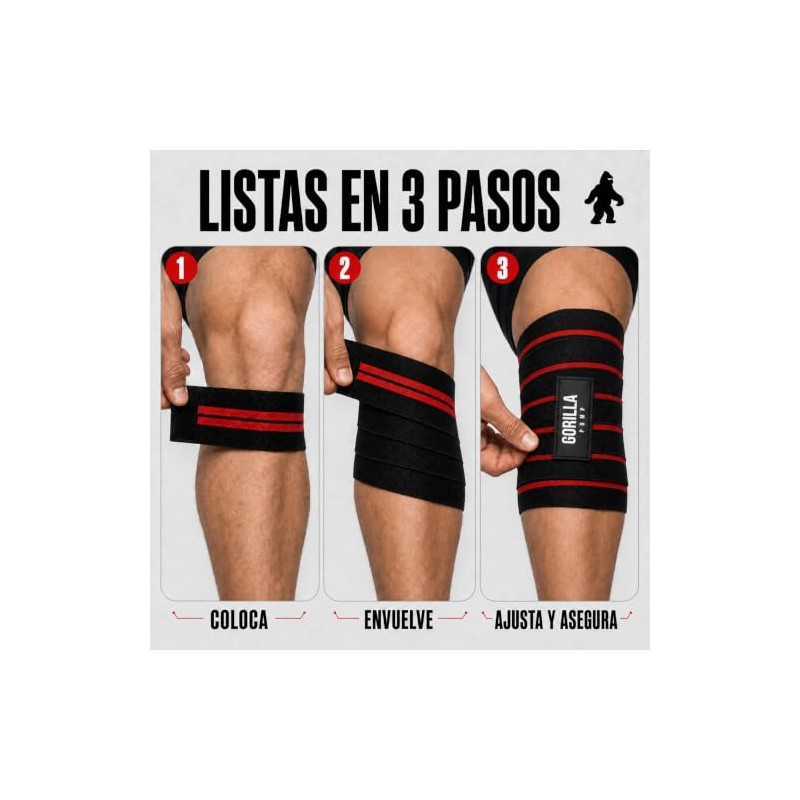 Cintas Rodilleras Gorilla Pump, Rojo, 180 cm