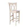 IC International Concepts Double X-Back Bar Height Stool Solid Wood,