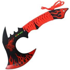 Zomb-War 11" Hunt-Down Dragon Axe Outdoor Hunting Camping Survival Steel Hatchet & Sheath - Red