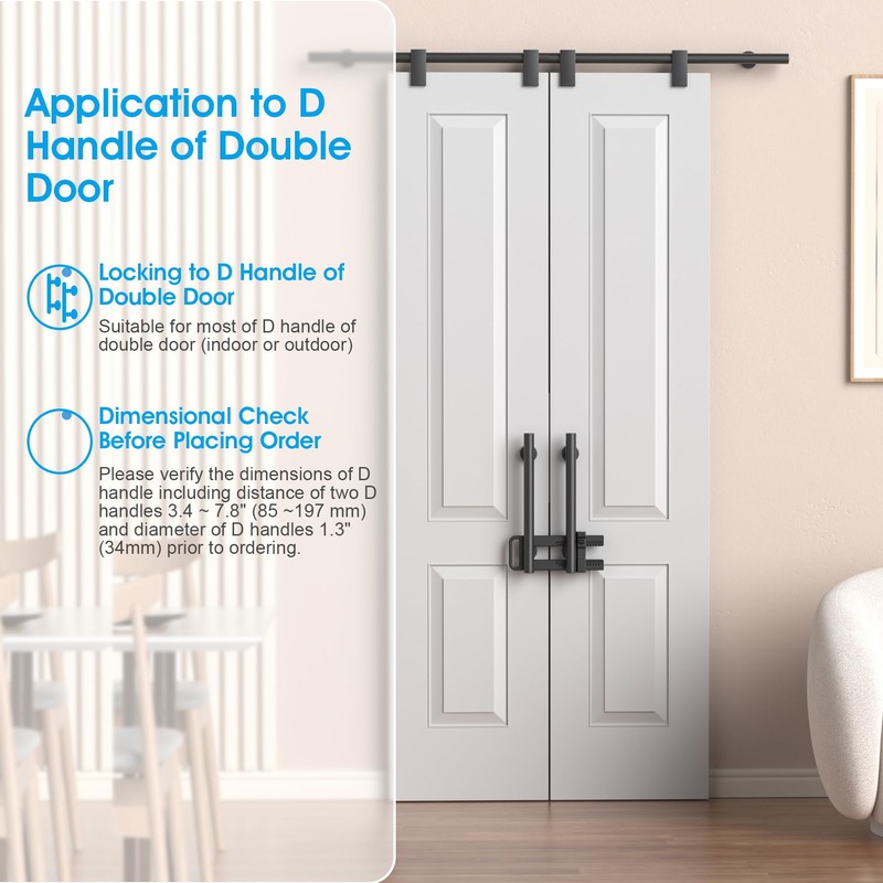 AST Childproof Double Door Security Lock, Adjustable Keyed French Door