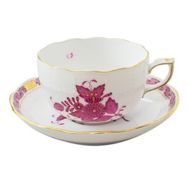 Helend Teacup & Saucer Apony Pink AP Series, 7.8 fl oz (200 ml), Hand Painted 724000 AP 00724000-AP