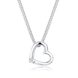DIAMORE Elli DIAMONDS Necklace Women Heart Love Delicate Diamond (0.015 ct.) in 925 Sterling Silver