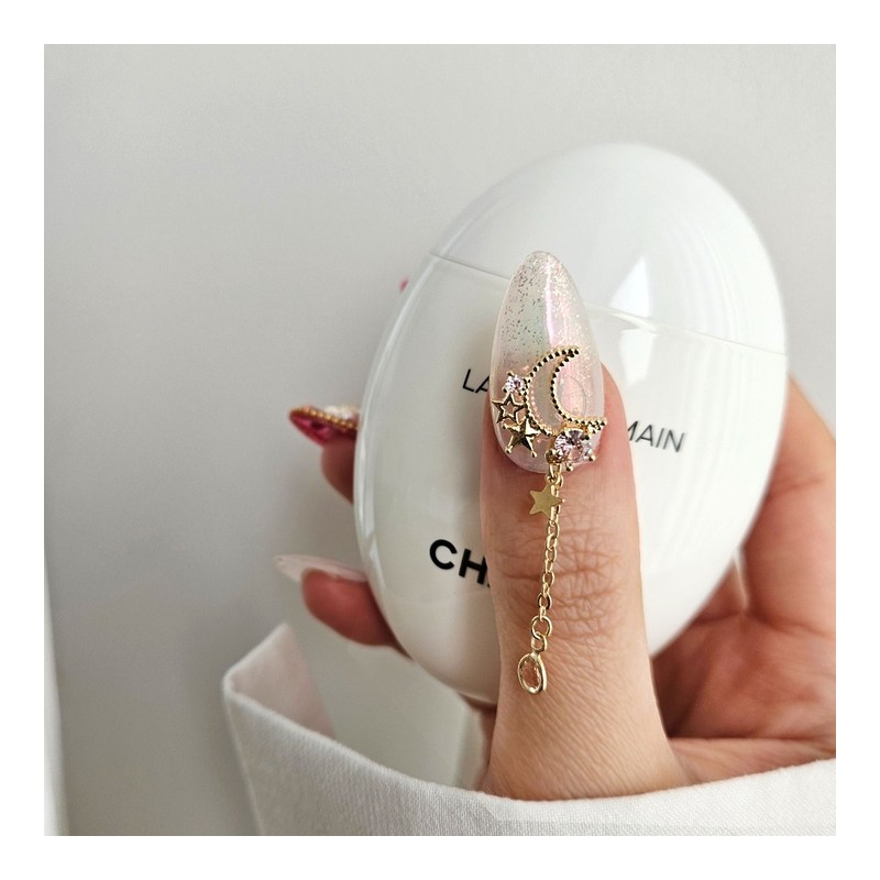 Light Rose Moon Handmade Nail Tips - Long Point /