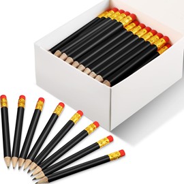 72 Pieces Golf Pencils Half Pencils with Eraser Baby Shower Pencils Mini Pencils for kids for Baby Shower Bridal Shower Wedding Golf School Office (Black)