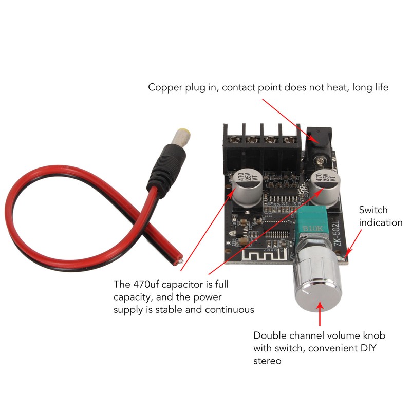 Digital Power Amplifier Board Mini Stereo Bluetooth5.0 Amplifier Board Module