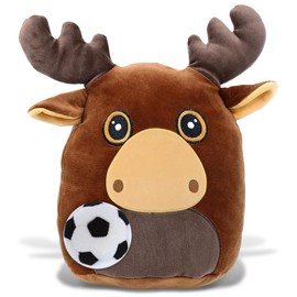 DolliBu Moose Stuffed Animal with Soccer Ball – 10” Super Soft Plush Toy, Cute Wildlife Gift for Kids & Adults