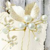 My Topaz Gold Leaf Motif Cute Hair Accessory, Pearl U