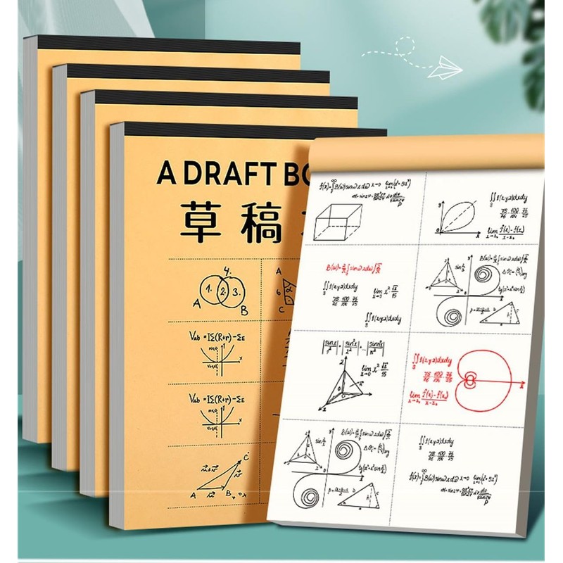 パーティション草稿本 10冊セット 空白スクラッチ紙 ノートパッド 計算用紙 両面書ける 数学学生用 演算草稿用 メモ帳 落書き