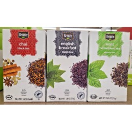 Benner Tea Co Assorted Tea Bags Chai, English Breakfast, Mint (3 Boxes)