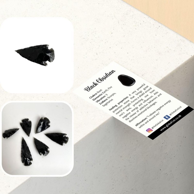 VIE Faceted Arrowhead, 3-4cm, Black Obsidian