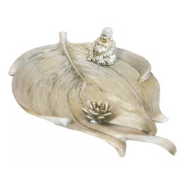 Feng Shui Zen Hotei Laughing Buddha With Lotus Flower Incense Holder Figurine