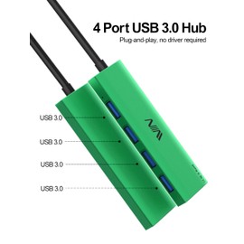 USB 3.0 Hub, 4 Port USB Hub Splitter, USB A Expander Portable USB Adapter Multiport Data Hub for Laptop, iMac Pro, MacBook Air, Mac Mini/Pro, Surface Pro, USB Flash Drives, and Mobile HDD-Green