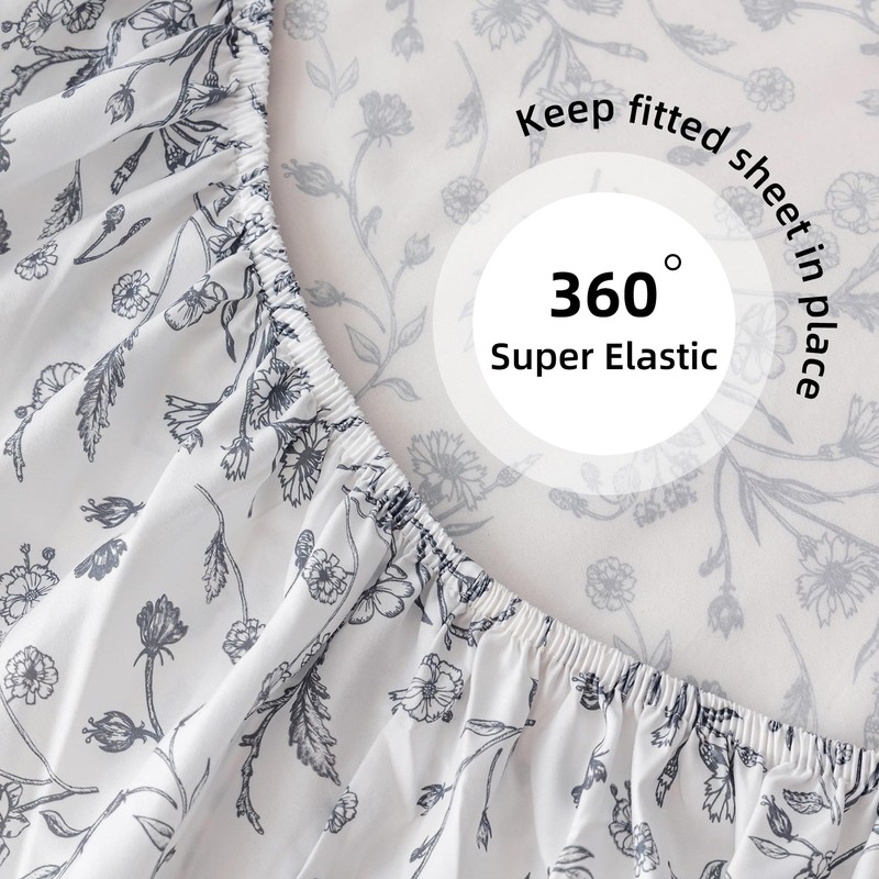 Jessrydo Floral Bed Sheets King Size 18” Deep Pocket King