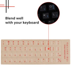 2 Pack Universal Korean Keyboard Stickers Transparent Background, Transparent Background with Red Lettering for Computer Laptop Notebook Desktop, Replacement Computer Keyboard Stickers (Korean)