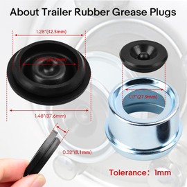 Tapones de goma para remolque de 1.96 pulgadas, 6 tapones de goma para remolque, tapa antipolvo para cojinetes, cubierta de rueda de goma, tapones de grasa para eje de remolque, tapón antipolvo para la mayoría de 2000 a 3500 Ib Dexter Trailer EZ Lube
