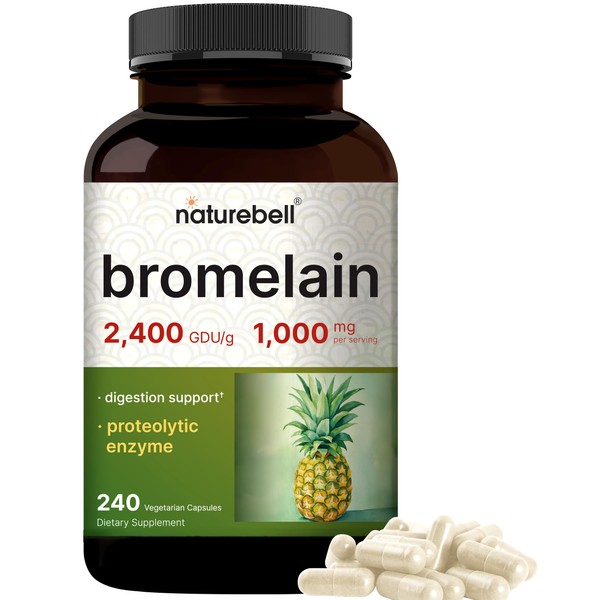 NatureBell Bromelain, 1,000mg Per Serving, 240 Veggie Capsules | 2,400