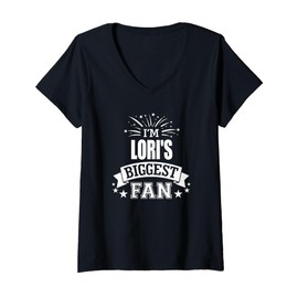 Womens I'm Lori's Biggest Fan Love Lori #1 Sports V-Neck T-Shirt