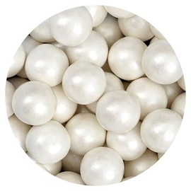 White Shimmer Gumballs 1 Inch Gumballs, 2 Pound Bulk Bag (Approx. 110 Pieces), White Candy, Gumballs 1 Inch White Shimmer, The Hampton Popcorn & Candy Company