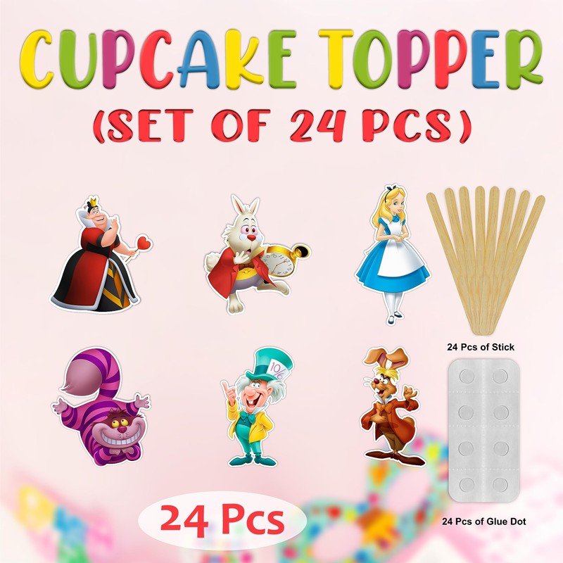 Alce in Wndrlnd Cupcake Topper – Whimsical Dessert Decoration for