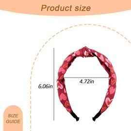 Womens Valentine's Day Headband Top knot Headband for Women Red Heart Valentines Day Hair Accessories for Women Knot Headbands for Women Wife Girlfriend Valentines Day Gifts for Women Hair Band
