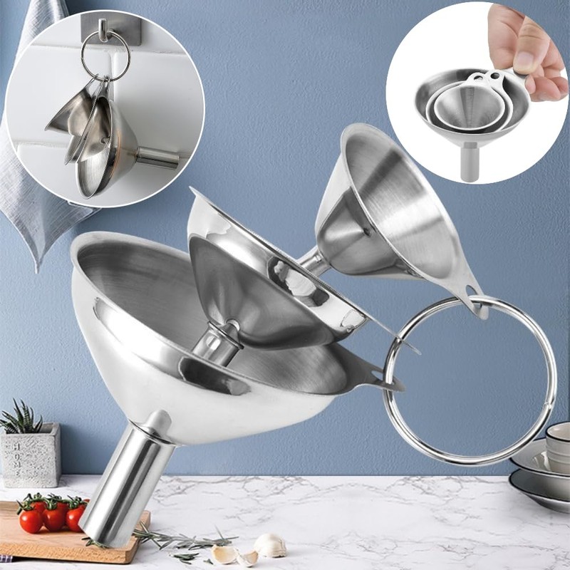 KALOLINNA Funnel Stainless Funnel Set of 5 3 Sizes Funnel