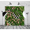 Loccor 6x6ft Fabric Flowers Backdrop Spring Floral Photo Backdrop Green