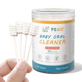 PEGO Baby Tongue Cleaner Gauze,30Pcs Disposable Infant Toothbrush,Soft Gauze Toothbrush Toddler Oral Cleaning Stick Dental Care for Newborns 0-36 Months,Gentle Gum Massager & Milk Stain Remover