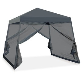 COOS BAY 10x10 Pop Up Canopy Tent with Screen Netting, Slant Leg, Instant Folding Shelter, 64 Sq Ft Shade, One Person Set up, Gray