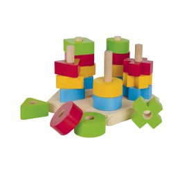 Eichhorn 100002087 Steckplatte, 21-teilig, Buchenholz, 5 verschiedene Stecksymbole, 20 Steckteile, für Kinder ab 12 Monaten, Größe: 18 x 10 cm