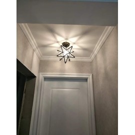 Clear Glass Star Flush Mount Moravian 12'' Star Ceiling Light Shade with E26 Bulb Close To Ceiling Light Fixtures for Indoor Restaurant Cafe Loft Bar Living Study Room Corridor Aisle (30cm)