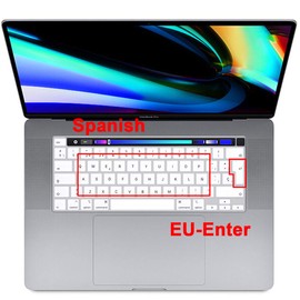 MMDW Spanish Language Silicone Keyboard Cover Skin for MacBook Pro 16 inch A2141 2019+,for MacBook Pro 13 with Magic Keyboard & for MacBook Pro M1 Chip A2338/A2251/A2289 2020+ EU ESP Version,White