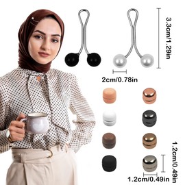 LHOEST Set of 12 Hijab Magnetic Pins Set, Round Double-Sided Hijab Magnet Strong Pinless, 4 Pieces Hijab Headscarf Pins, Hijab Pins Brooch Magnetic Clip for Muslin Women Sleeve Holder Women