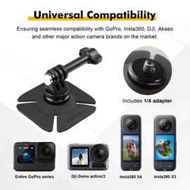 MagitcSee 2 Pack Adhesive Helmet Camera Mount Fits for GoPro Hero 13/Max, Insta360 X5/X4/X3/X2 and DJI Osmo Action Sports Cameras, Sticky Accessories Kit Bracket Base for Motorcycle, Snowboard